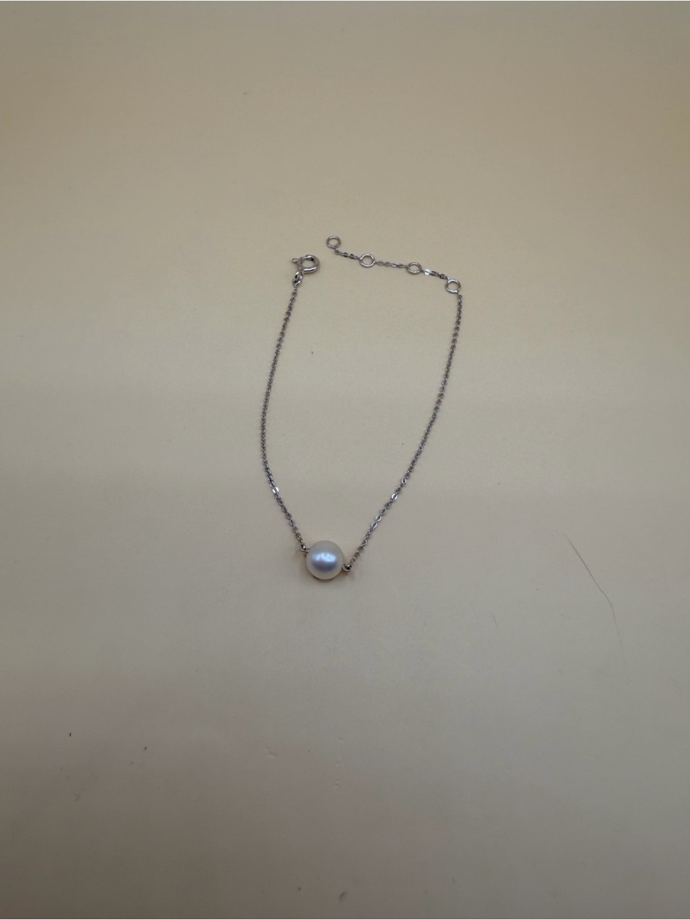 14k White Gold Culture Freshwater Pearl Bracelet 6.5” to 7.25”.